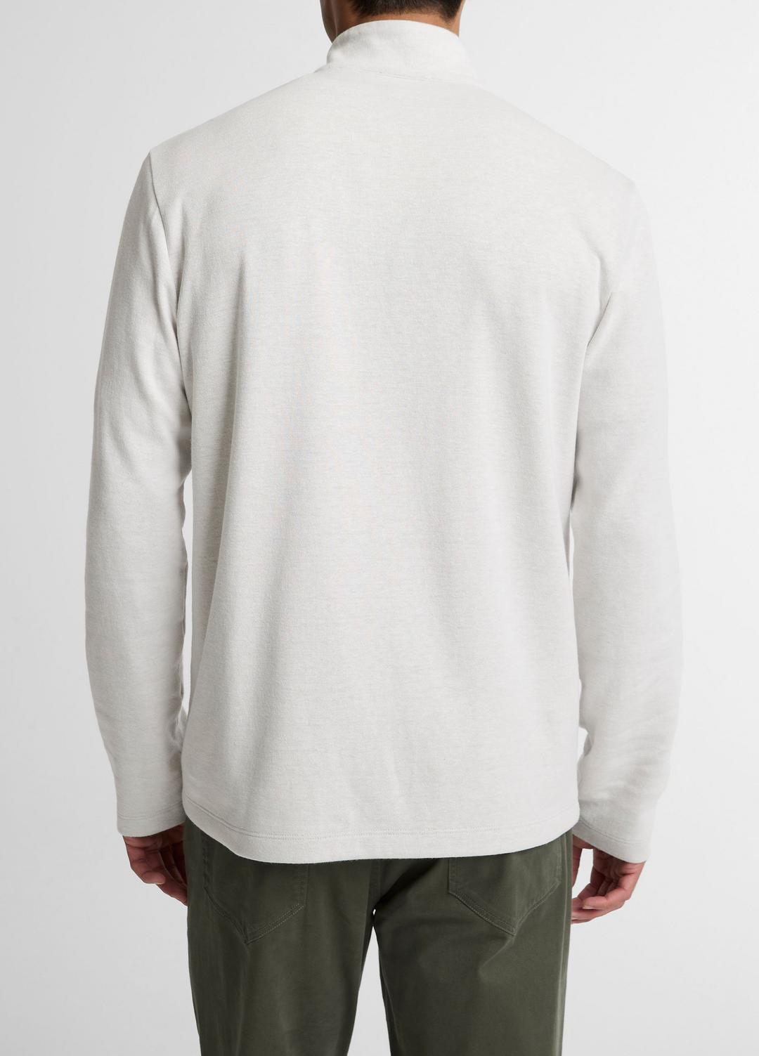 Double-Face Cotton-Blend Quarter-Zip Pullover in Quarter Zip OFF WHITE/JET | VINCE Men