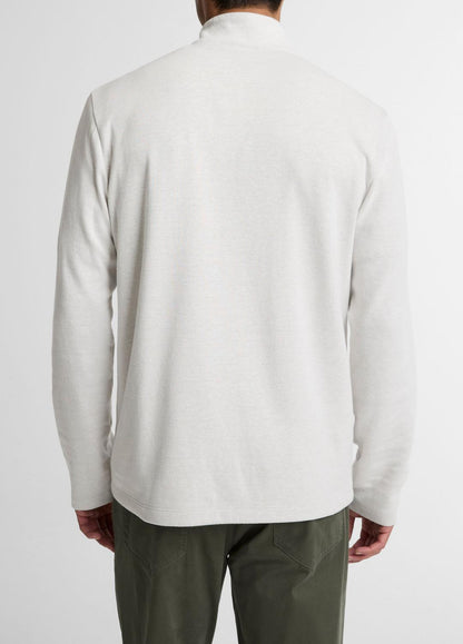 Double-Face Cotton-Blend Quarter-Zip Pullover in Quarter Zip OFF WHITE/JET | VINCE Men