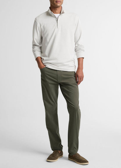 Double-Face Cotton-Blend Quarter-Zip Pullover in Quarter Zip OFF WHITE/JET | VINCE Men