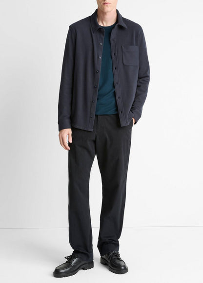 Knit Cotton-Blend Button-Front Shirt in Long Sleeve COASTAL BLUE | VINCE Men