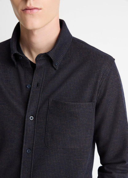 Tattersall Plaid Button-Down Shirt in Long Sleeve COASTAL BLUE/DARK JASPER | VINCE Men