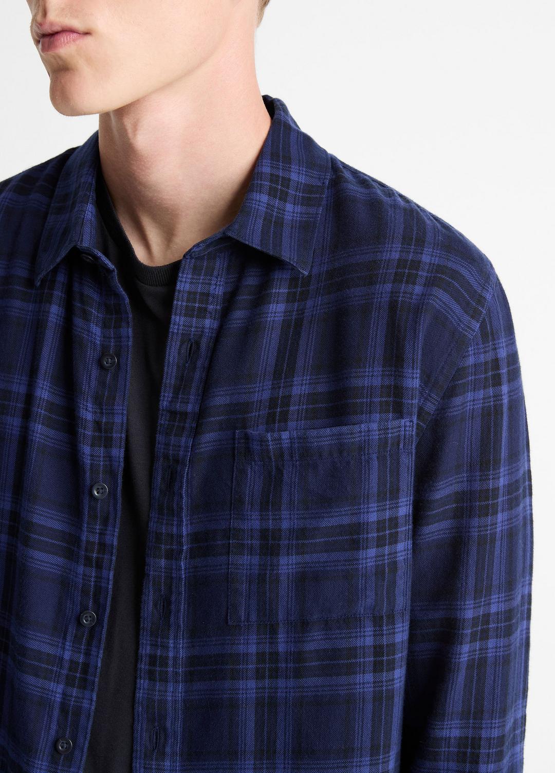 Big Horn Plaid Cotton Button-Front Shirt in Long Sleeve MONARCH COMBO | VINCE Men
