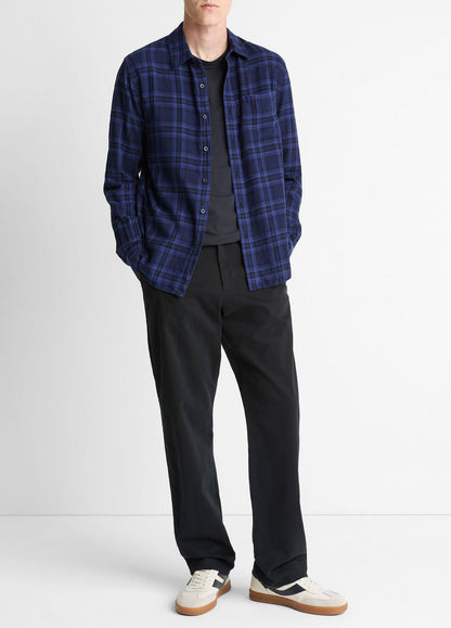 Big Horn Plaid Cotton Button-Front Shirt in Long Sleeve MONARCH COMBO | VINCE Men