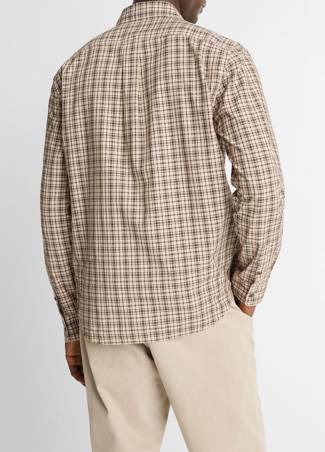 Great Falls Plaid Cotton Button-Front Shirt in Long Sleeve RIVER SAND/MISSION | VINCE Men