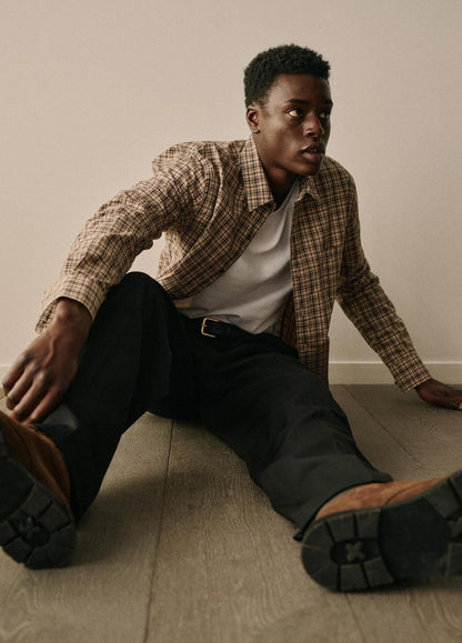 Great Falls Plaid Cotton Button-Front Shirt in Long Sleeve RIVER SAND/MISSION | VINCE Men