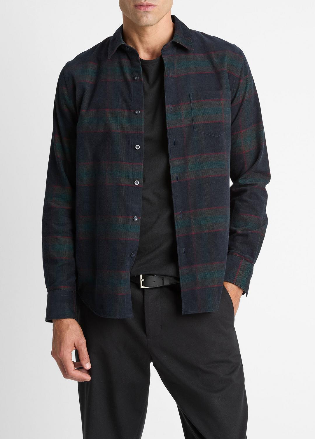 Holme Plaid Cotton Button-Front Shirt in Long Sleeve COASTAL COMBO | VINCE Men