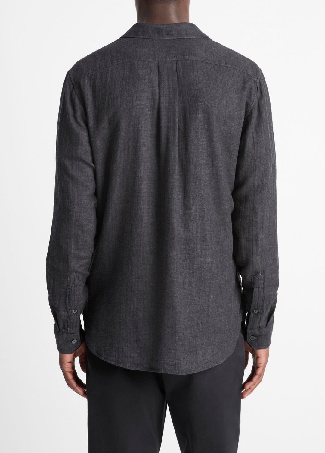 Double Face Long Sleeve in Long Sleeve HEATHER BLACK | VINCE Men