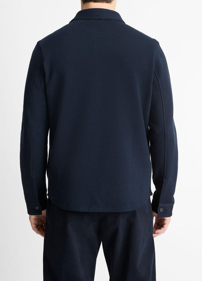 Double-Knit Cotton-Blend Piqué Shirt Jacket in Shirt Jackets COASTAL BLUE/MEDIUM GREY | VINCE Men