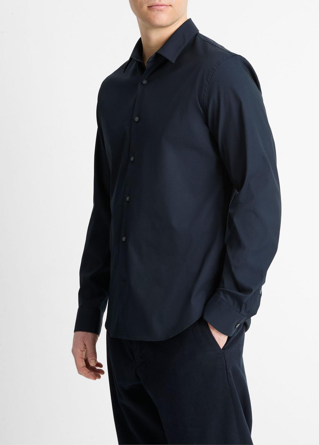 Stretch-Cotton Poplin Shirt in Long Sleeve COASTAL BLUE | VINCE Men