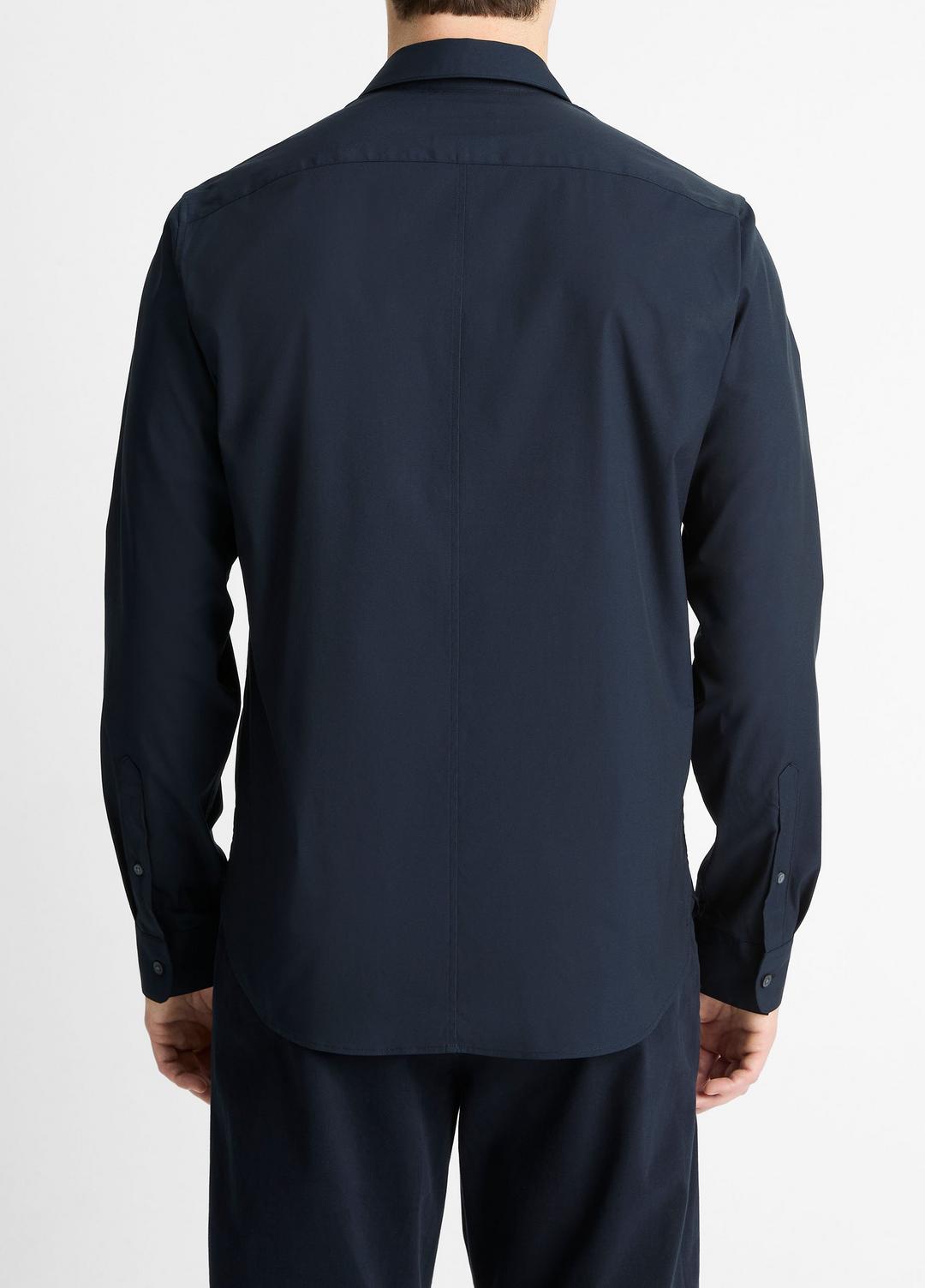 Stretch-Cotton Poplin Shirt in Long Sleeve COASTAL BLUE | VINCE Men