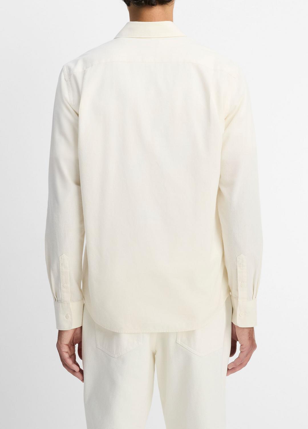 Cotton Chambray Button-Front Shirt in Long Sleeve OFF WHITE | VINCE Men