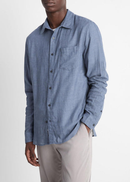 Double Face Long Sleeve in Long Sleeve CHAMBRAY | VINCE Men
