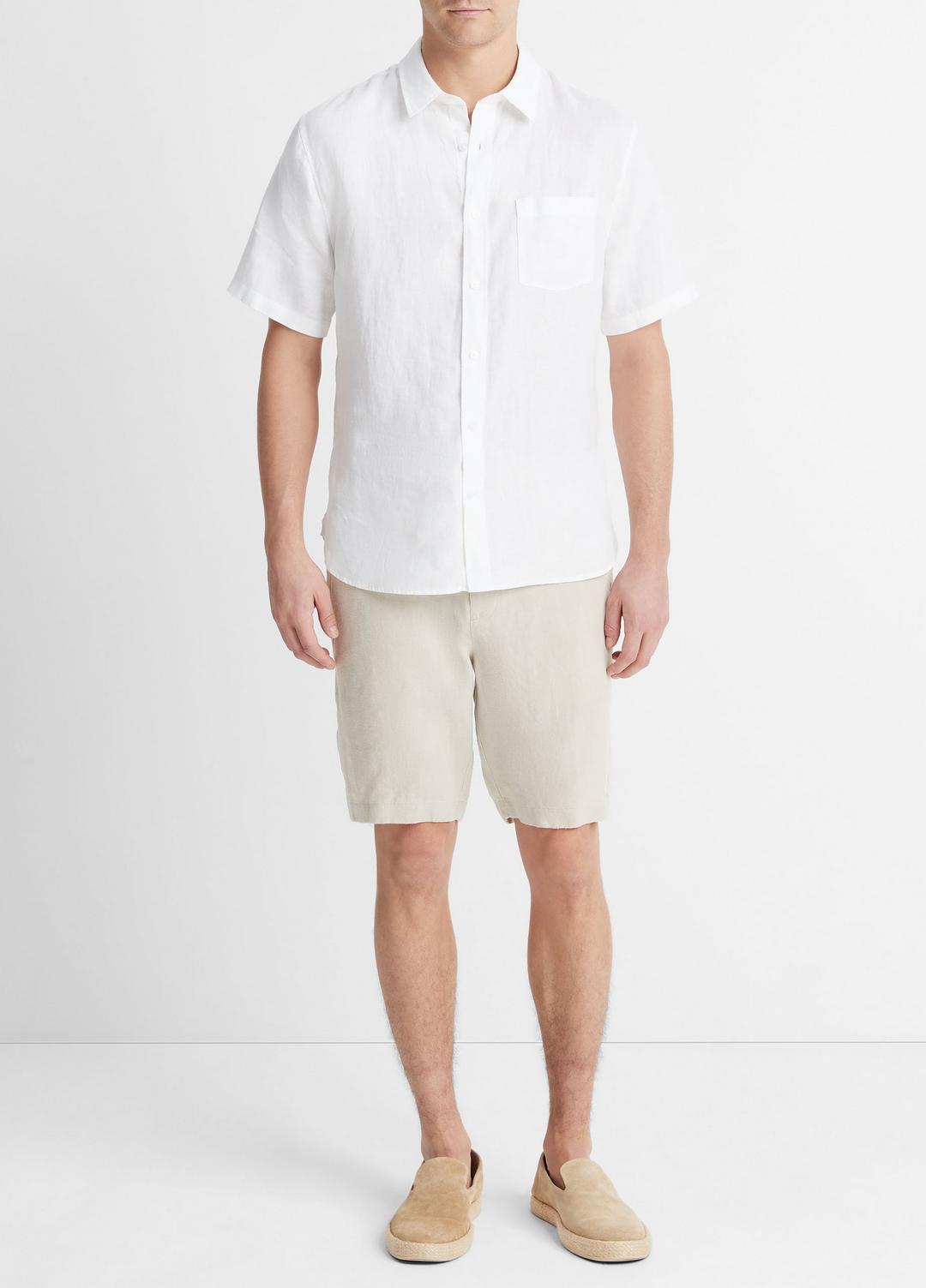 Linen Short-Sleeve Shirt in Short Sleeve OPTIC WHITE | VINCE Men
