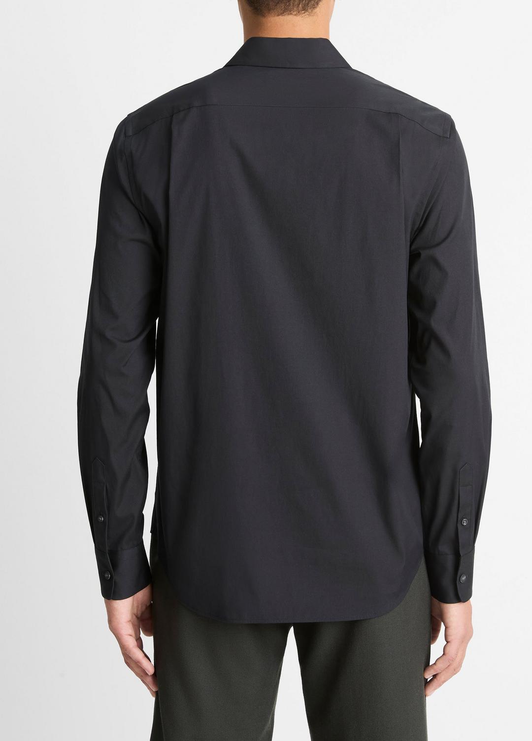 Stretch-Cotton Poplin Shirt in Long Sleeve BLACK | VINCE Men