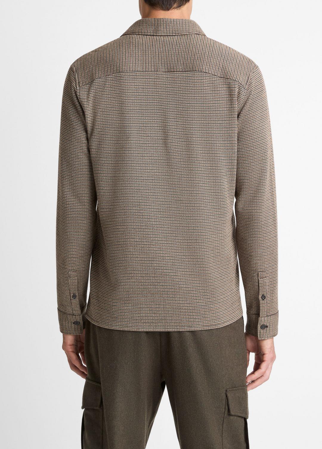 Houndstooth Cotton-Blend Button-Front Shirt in Long Sleeve DARK ROAST COMBO | VINCE Men