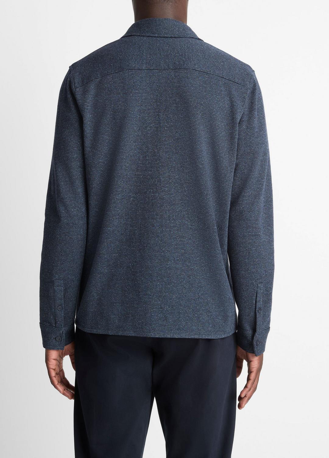 Houndstooth Cotton-Blend Button-Front Shirt in Long Sleeve COASTAL COMBO | VINCE Men