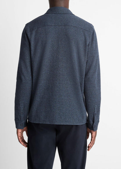 Houndstooth Cotton-Blend Button-Front Shirt in Long Sleeve COASTAL COMBO | VINCE Men