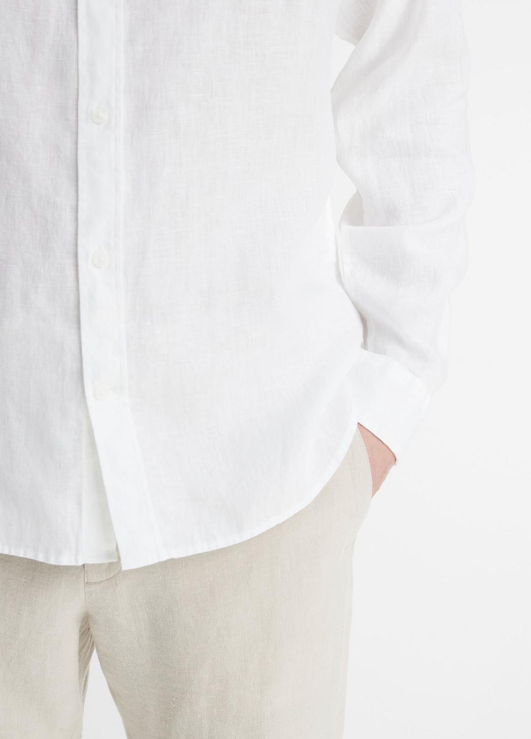 Linen Long-Sleeve Shirt in Long Sleeve OPTIC WHITE | VINCE Men