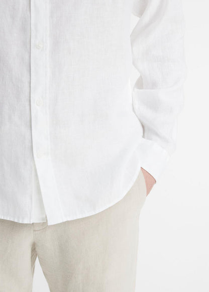 Linen Long-Sleeve Shirt in Long Sleeve OPTIC WHITE | VINCE Men