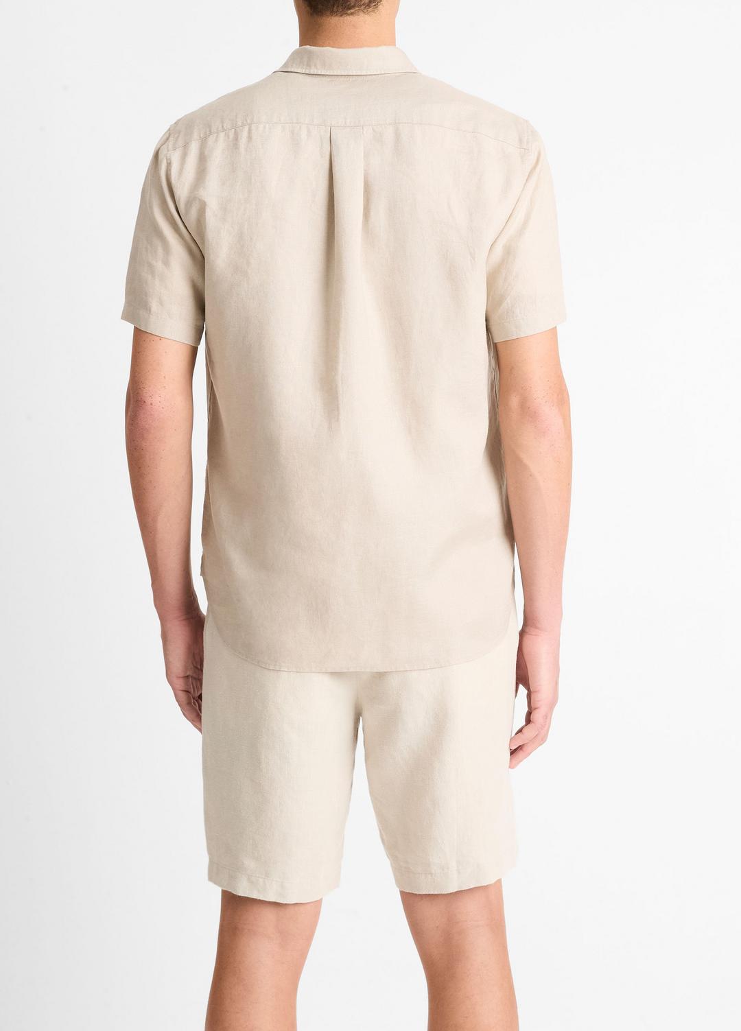 Linen Short-Sleeve Shirt in Short Sleeve PUMICE ROCK | VINCE Men