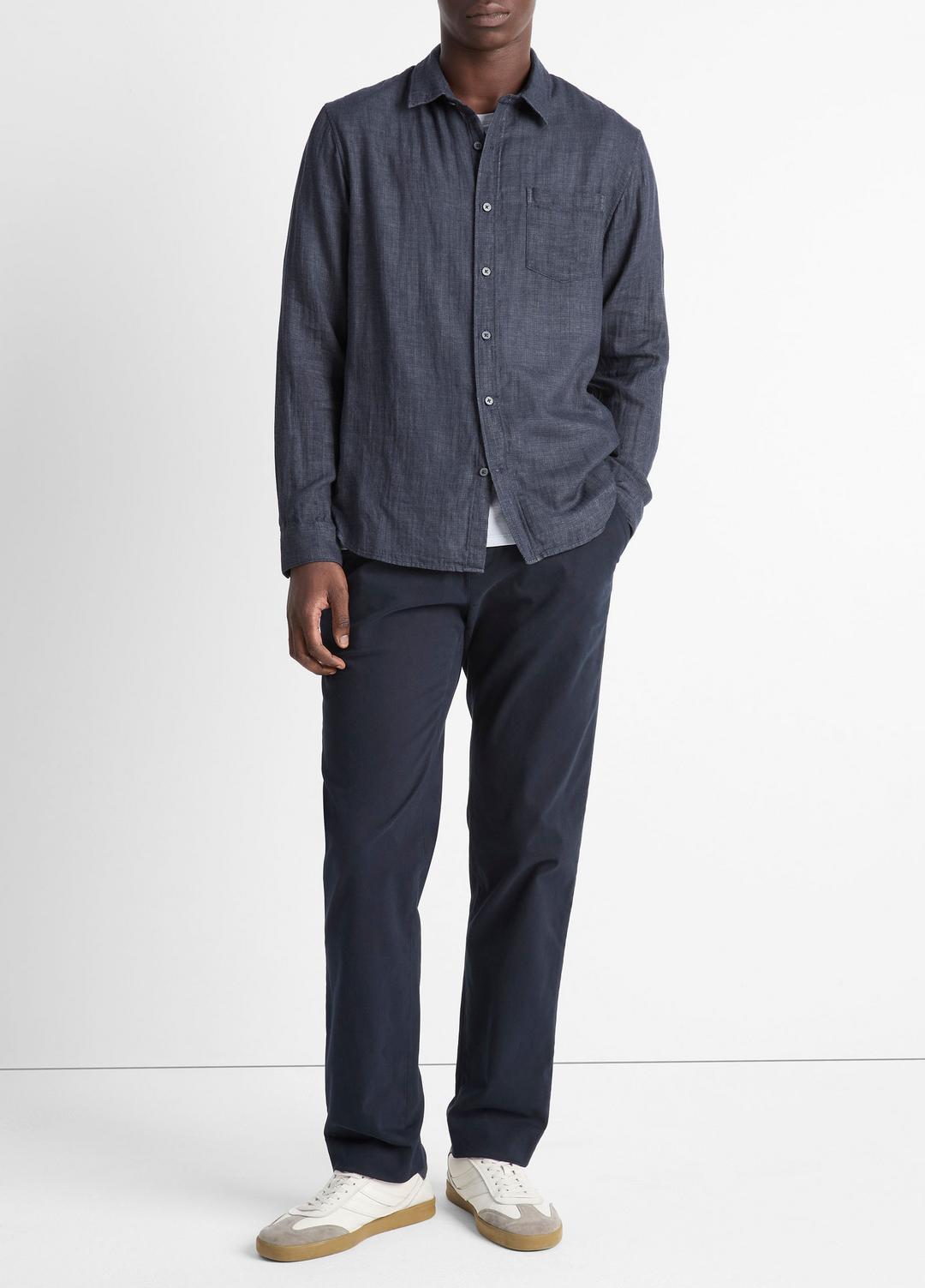 Double Face Long Sleeve in Long Sleeve HEATHER COASTAL | VINCE Men