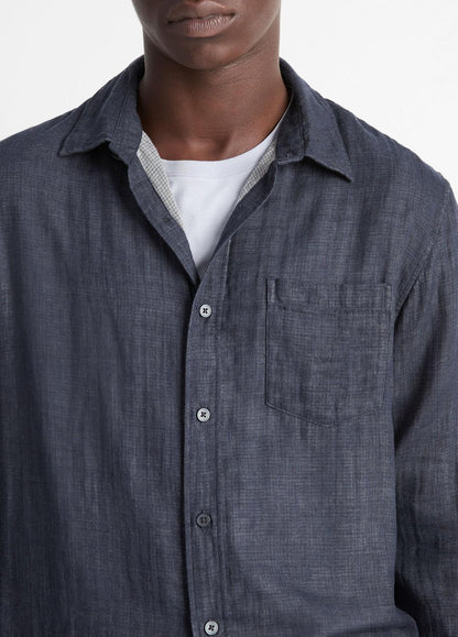 Double Face Long Sleeve in Long Sleeve HEATHER COASTAL | VINCE Men