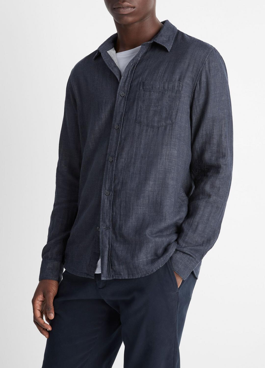 Double Face Long Sleeve in Long Sleeve HEATHER COASTAL | VINCE Men