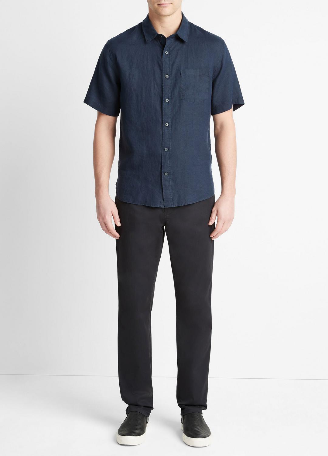 Linen Short-Sleeve Shirt in Short Sleeve COASTAL BLUE | VINCE Men