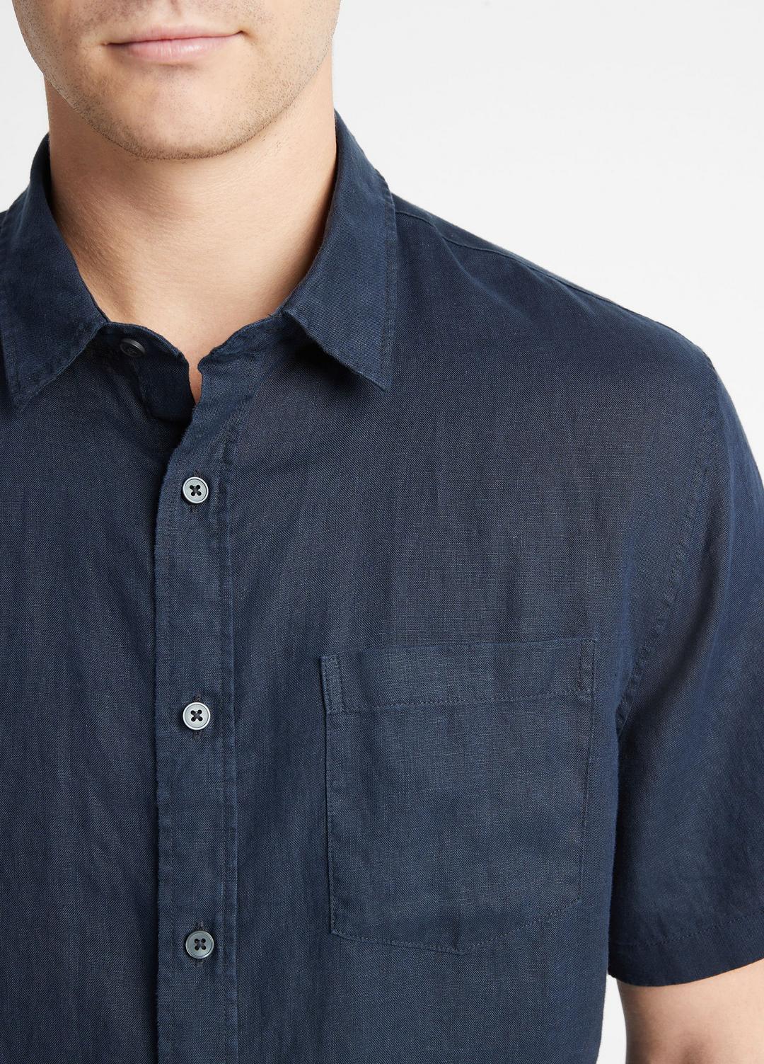 Linen Short-Sleeve Shirt in Short Sleeve COASTAL BLUE | VINCE Men