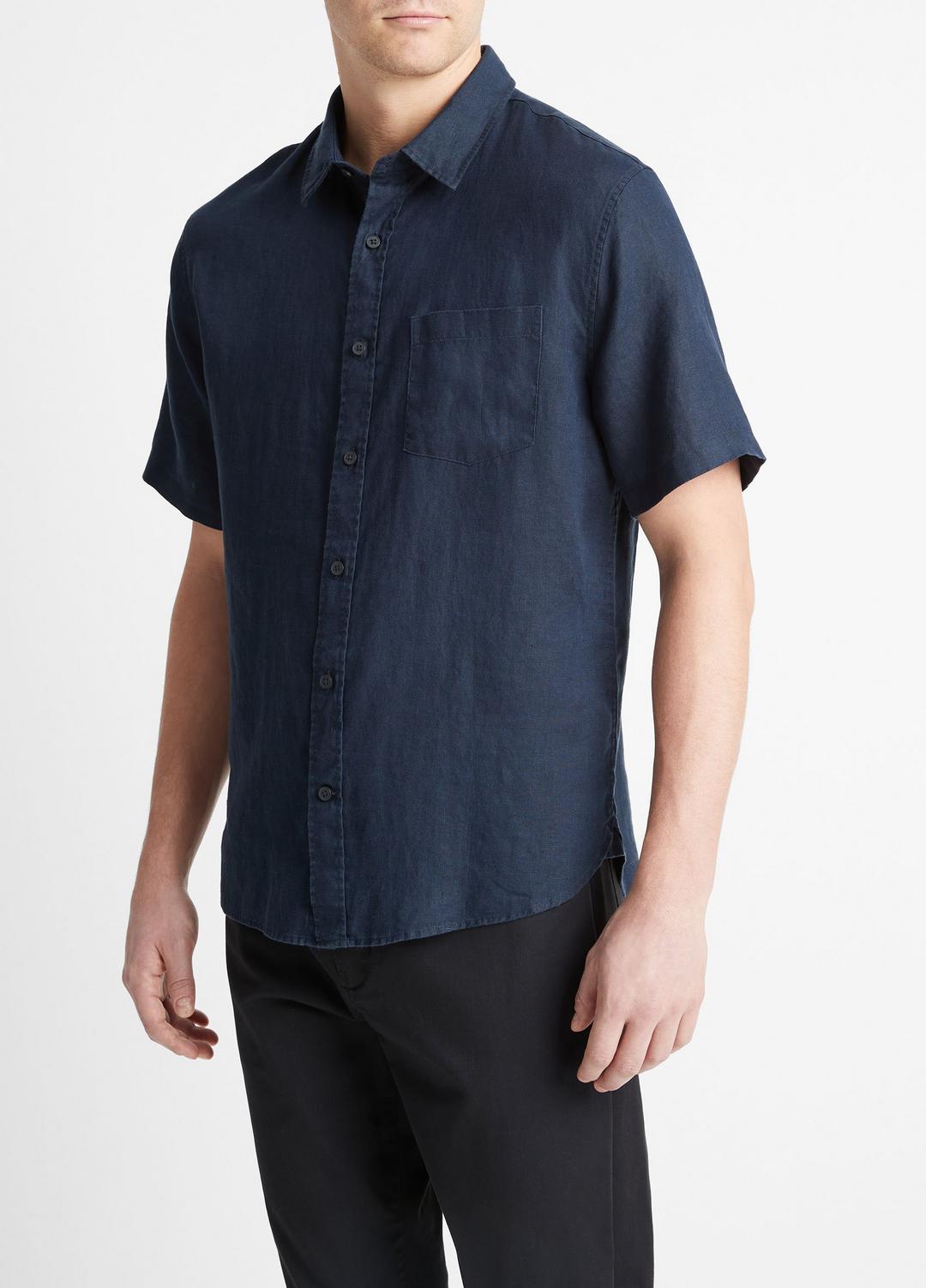 Linen Short-Sleeve Shirt in Short Sleeve COASTAL BLUE | VINCE Men