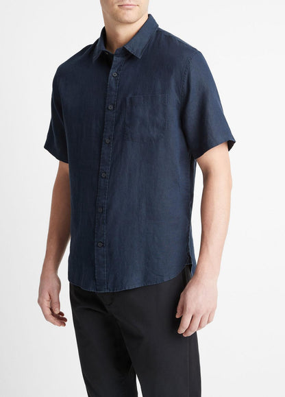 Linen Short-Sleeve Shirt in Short Sleeve COASTAL BLUE | VINCE Men