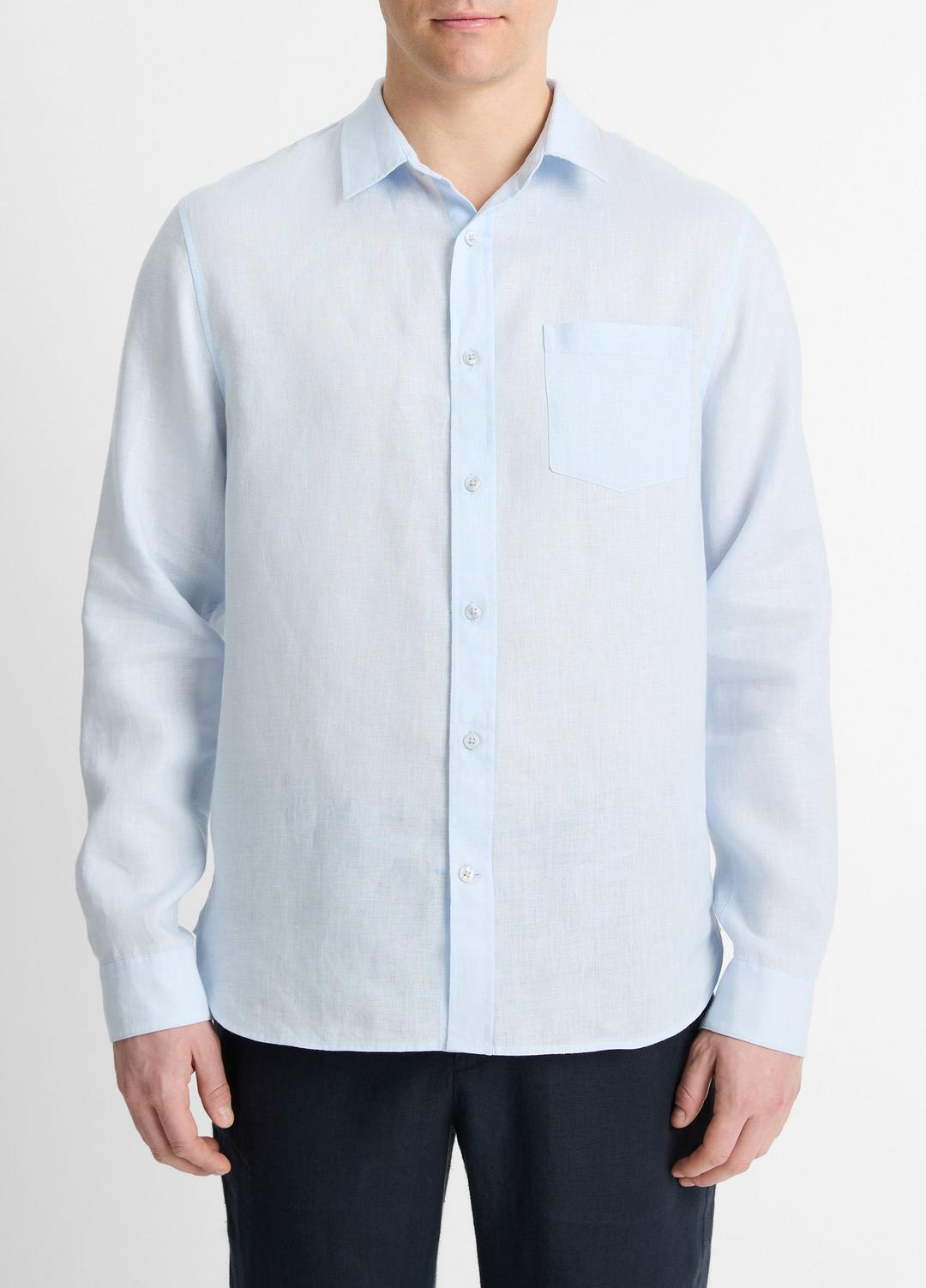 Linen Long-Sleeve Shirt in Long Sleeve GLACIER | VINCE Men