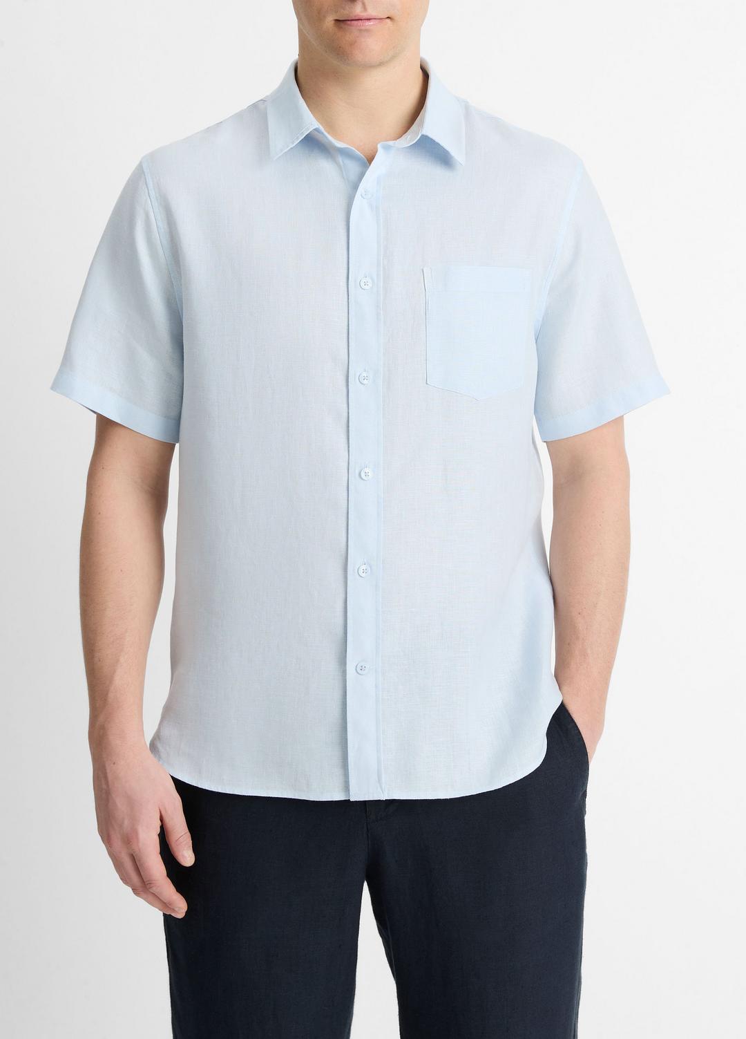 Linen Short-Sleeve Shirt in Short Sleeve GLACIER | VINCE Men