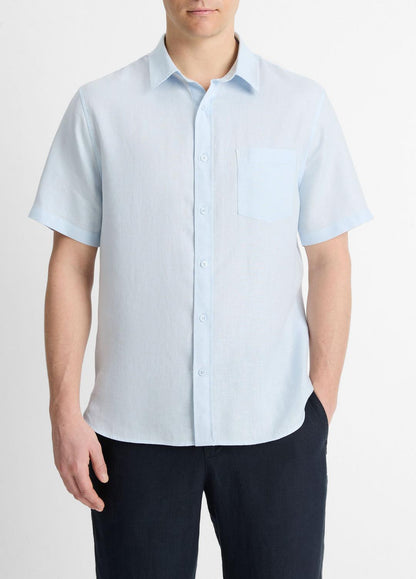 Linen Short-Sleeve Shirt in Short Sleeve GLACIER | VINCE Men