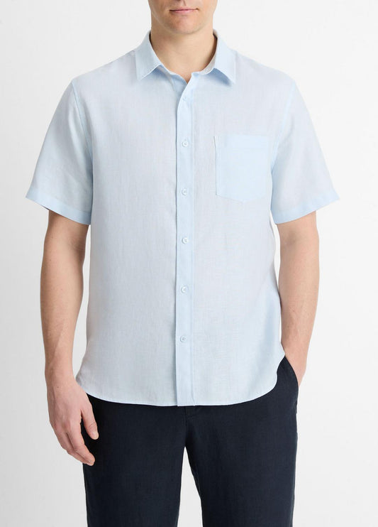 Linen Short-Sleeve Shirt in Short Sleeve GLACIER | VINCE Men