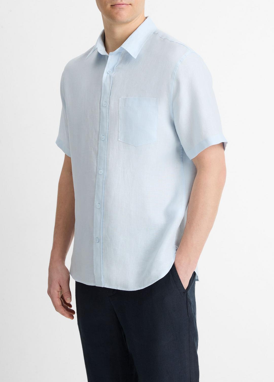 Linen Short-Sleeve Shirt in Short Sleeve GLACIER | VINCE Men