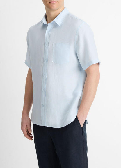 Linen Short-Sleeve Shirt in Short Sleeve GLACIER | VINCE Men