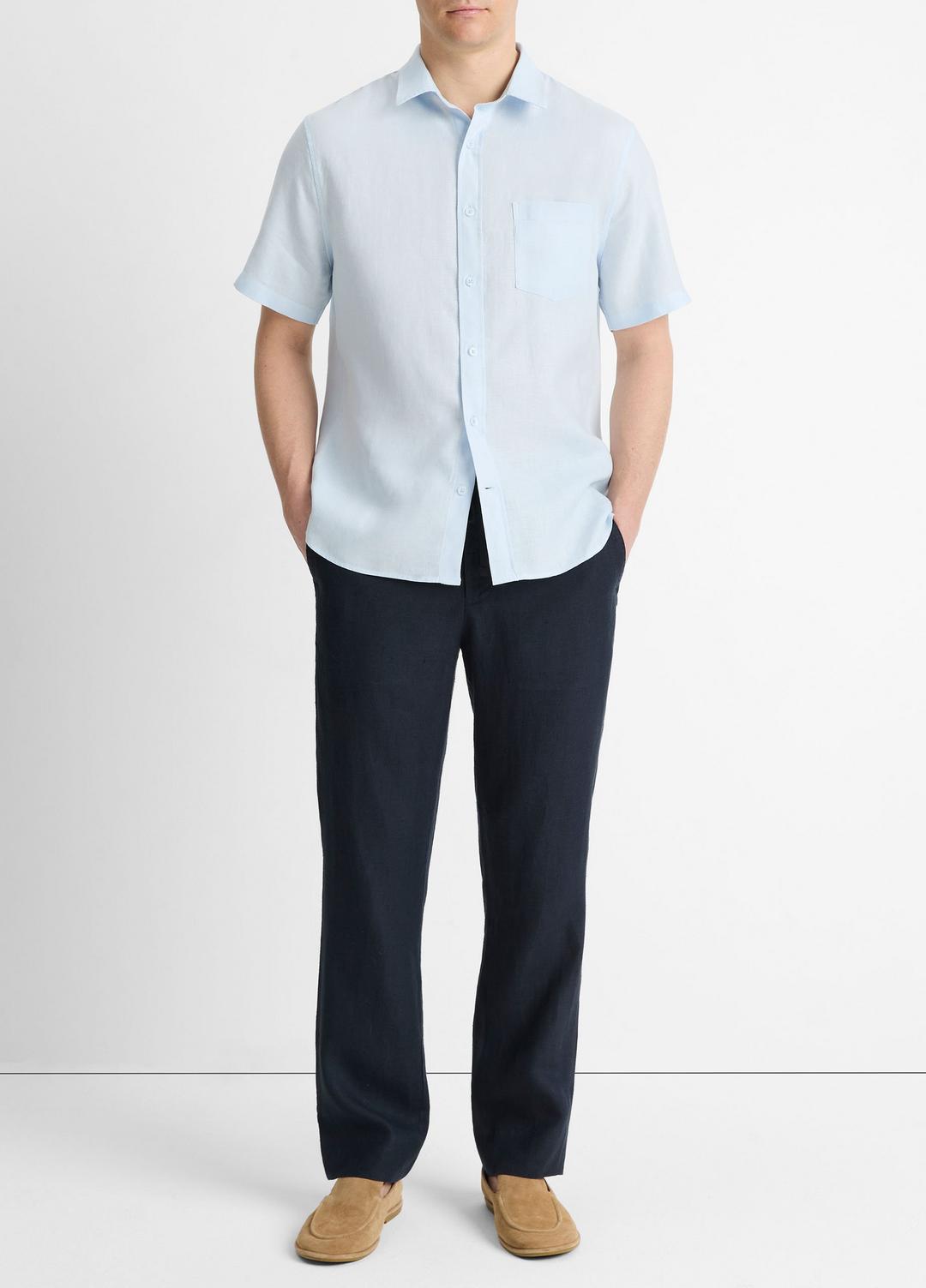 Linen Short-Sleeve Shirt in Short Sleeve GLACIER | VINCE Men