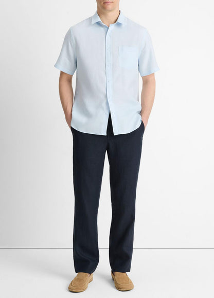 Linen Short-Sleeve Shirt in Short Sleeve GLACIER | VINCE Men