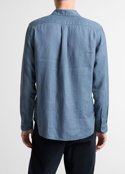 Linen Long-Sleeve Shirt in Long Sleeve UNIFORM BLUE | VINCE Men