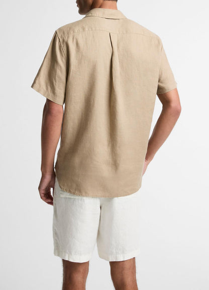 Linen Short-Sleeve Shirt in Long Sleeve TEAK | VINCE Men