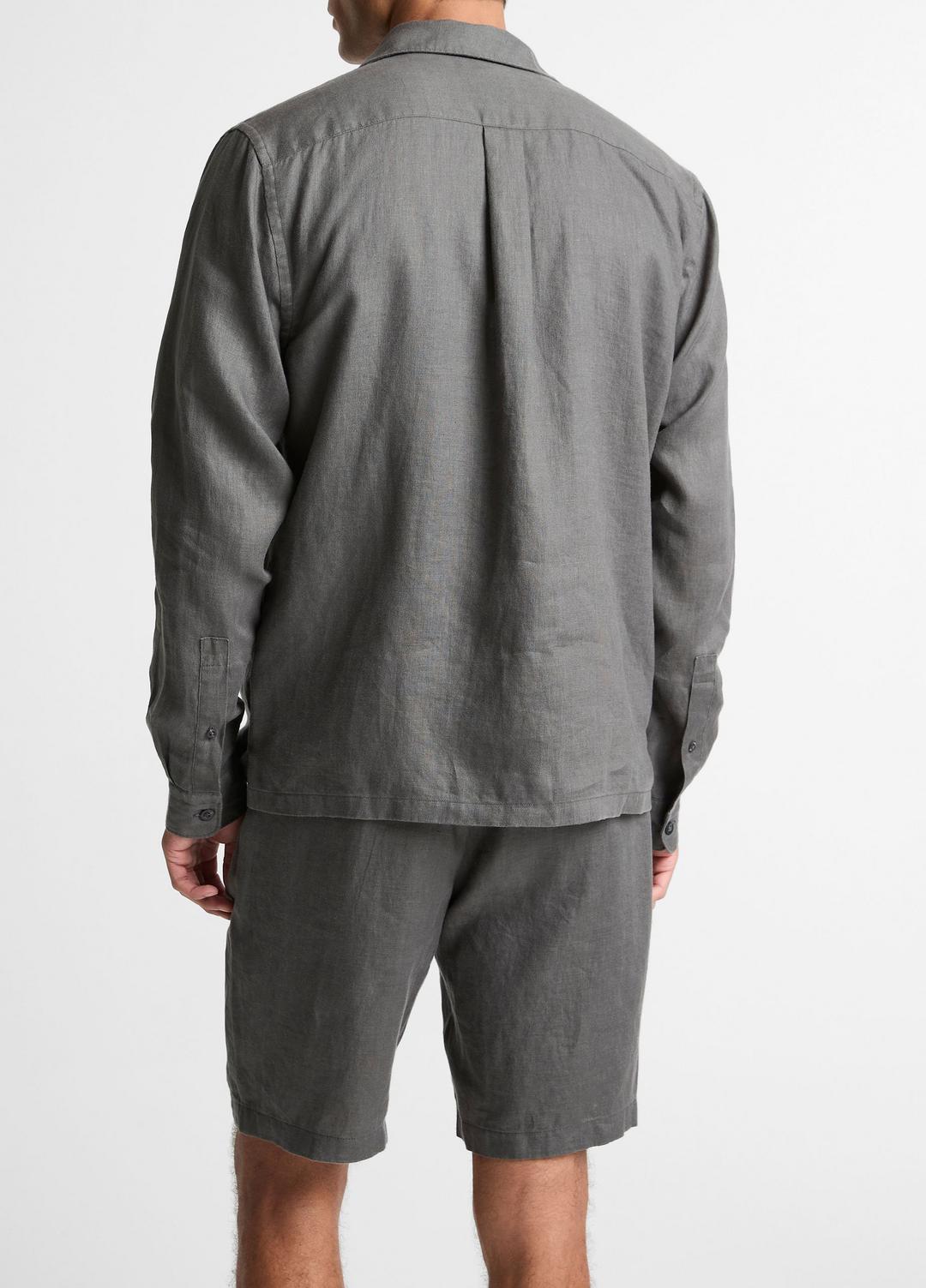 Linen Garage Shirt  in Long Sleeve SLATE | VINCE Men