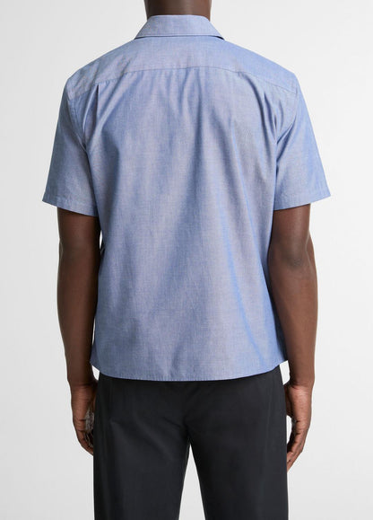 Cotton Short-Sleeve Button-Front Shirt  in Short Sleeve INDIGO | VINCE Men