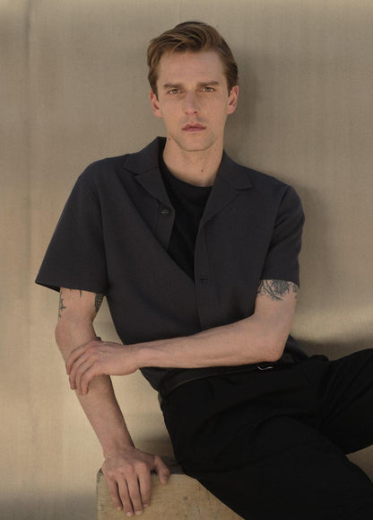 Merino Wool Cabana Shirt  in Short Sleeve STUDIO | VINCE Men