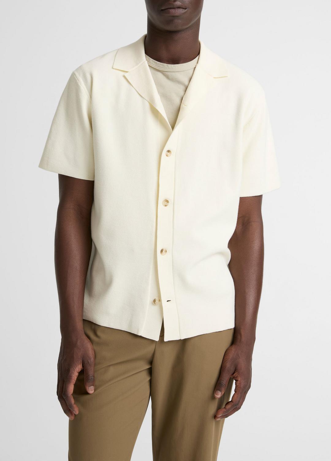 Merino Wool Cabana Shirt  in Short Sleeve CLASSIC CREAM | VINCE Men