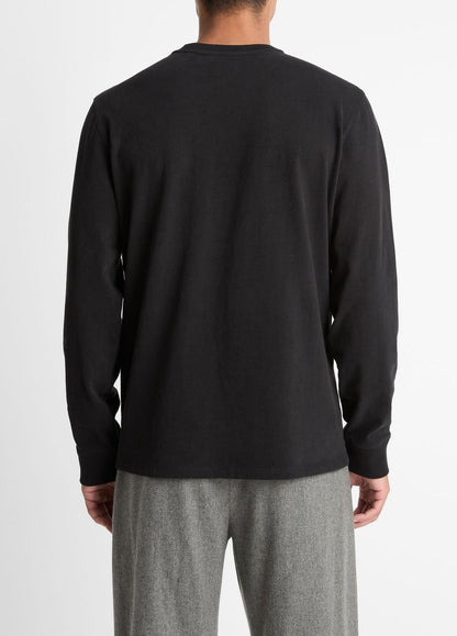 Sueded Jersey Long-Sleeve Pocket T-Shirt in Long Sleeve BLACK | VINCE Men