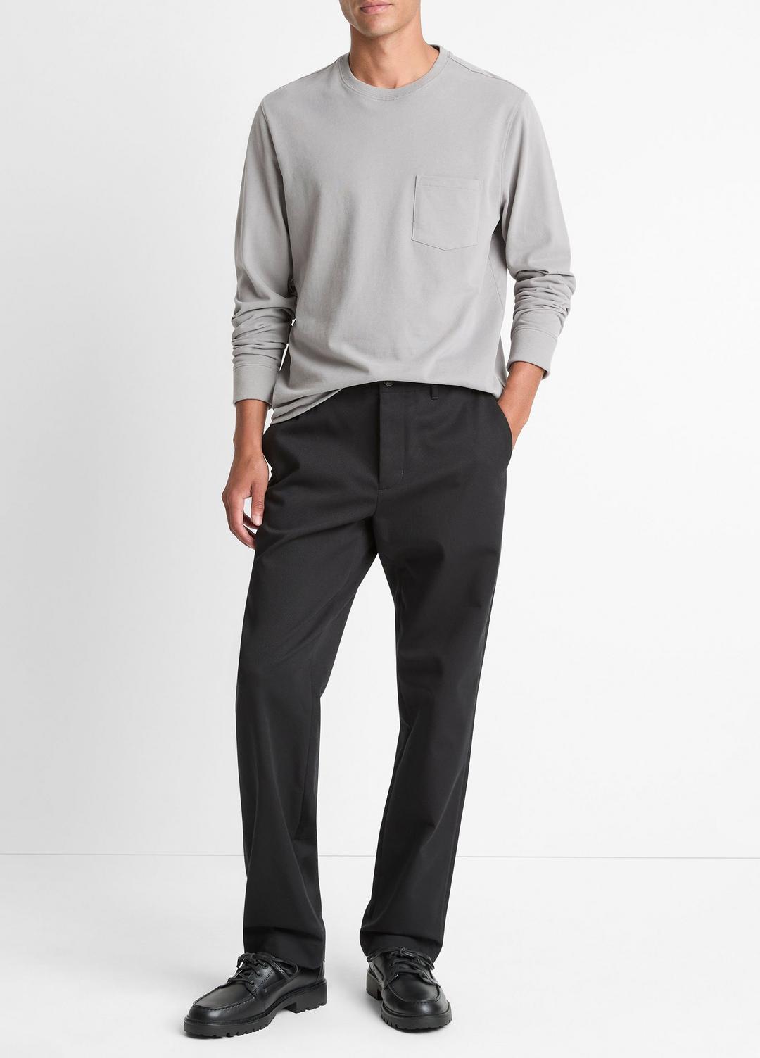 Sueded Jersey Long-Sleeve Pocket T-Shirt in Long Sleeve HEATHER MOUSE | VINCE Men