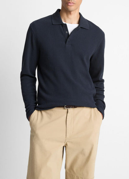 Variegated Cotton Polo Shirt in Henleys & Polos COASTAL BLUE | VINCE Men