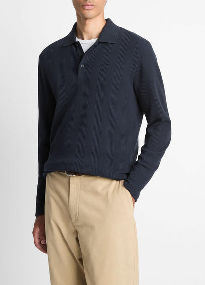 Variegated Cotton Polo Shirt in Henleys & Polos COASTAL BLUE | VINCE Men