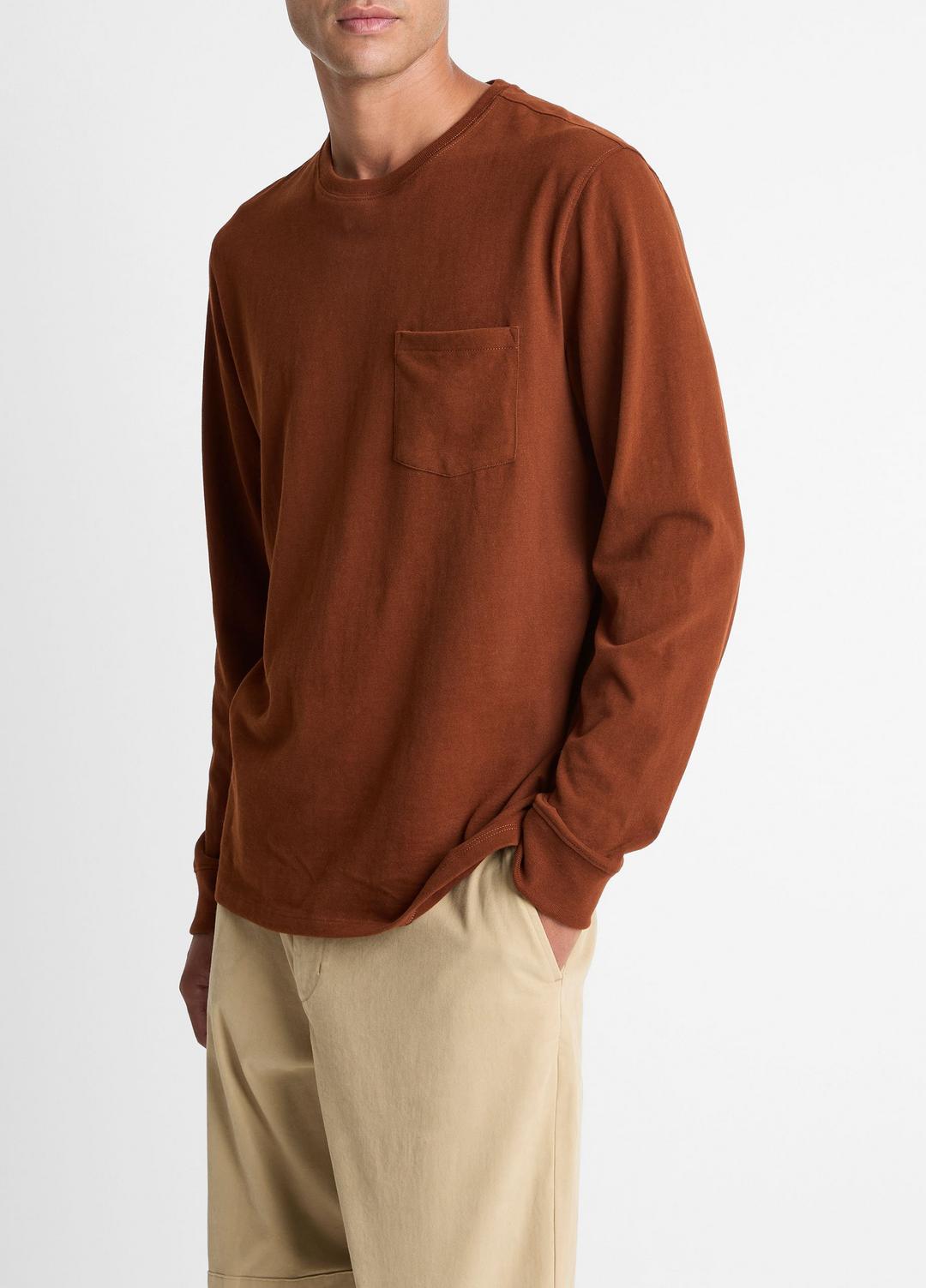 Sueded Jersey Long-Sleeve Pocket T-Shirt in Long Sleeve COPPERHEAD | VINCE Men
